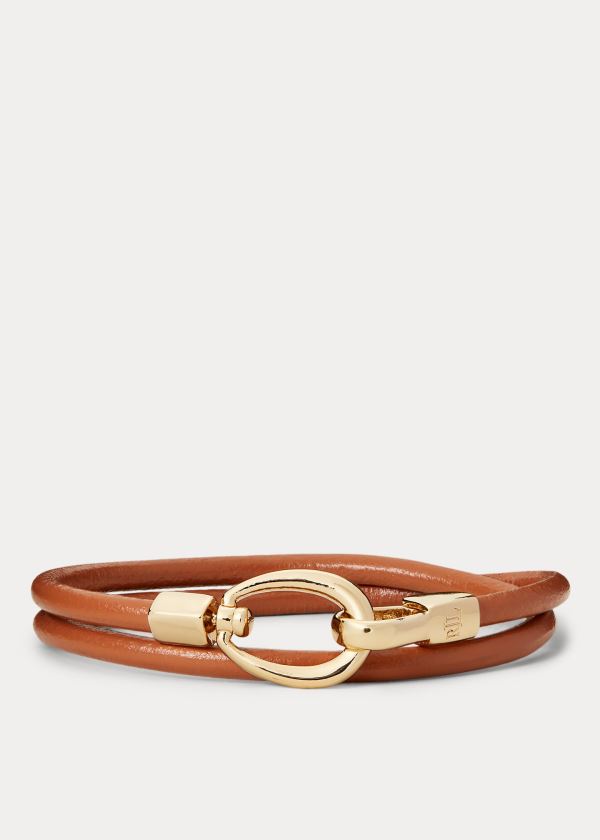 Pulsera Ralph Lauren Mujer Dorados - Leather Wrap - VFWIN0314